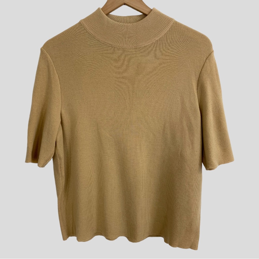 Stizzoli Made in Italy Tan Knit Wool Short Sleeve Top Size 50